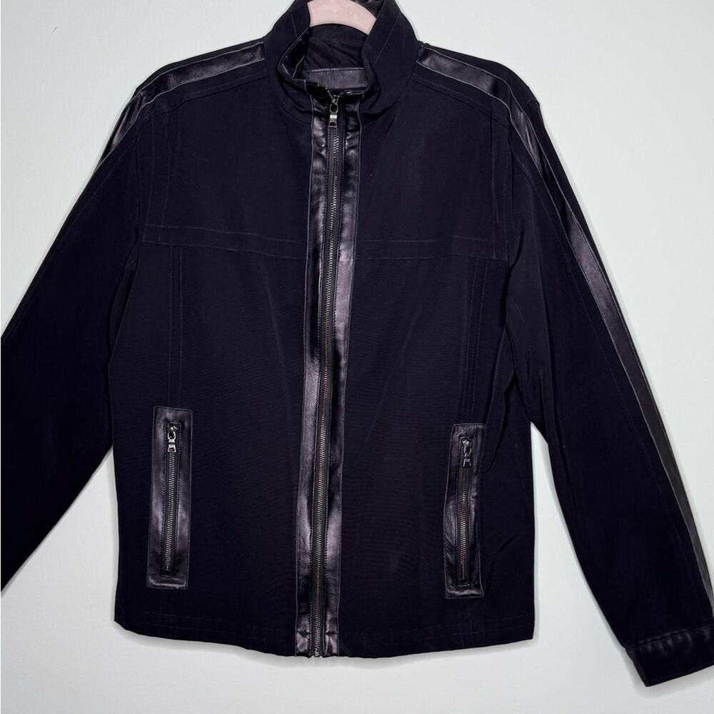 Calvin Klein Men's Black Jacket with Leather Accents Size Medium